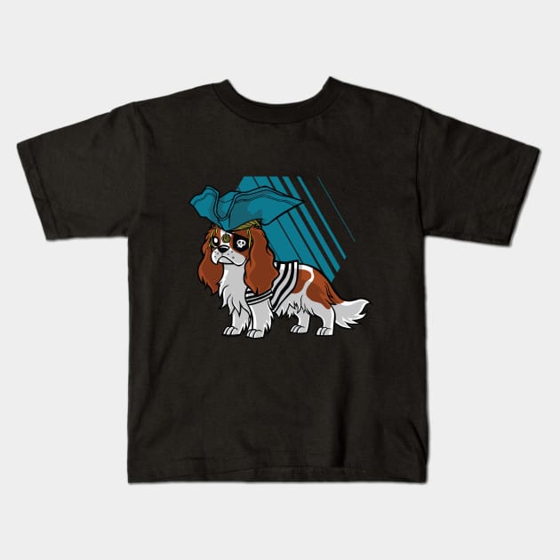 Cavalier King Charles Pirate Kids T-Shirt by LYNEXART